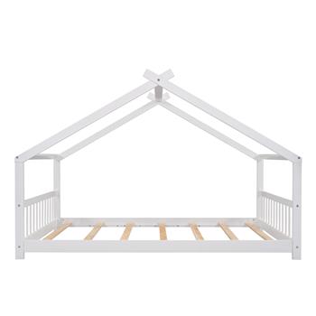 Full Size House Bed Wood Bed, White