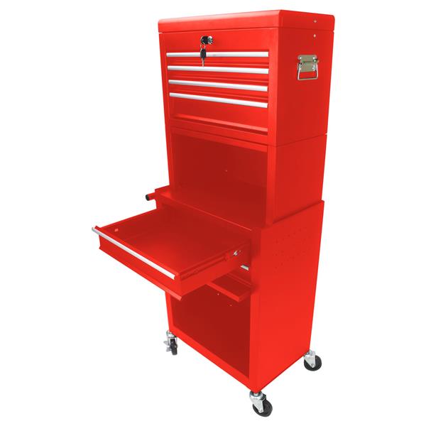 High Capacity Rolling Tool Chest with Wheels and Drawers, 6-Drawer Tool Storage Cabinet--RED