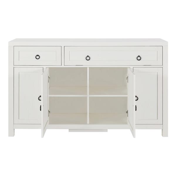 Retro Style Large Storage Space Sideboard with Flip Door and 1 Drawer, 4 Height-Adjustable Cabinets, Suitable for Kitchen, Dining Room, Living Room (Antique White)