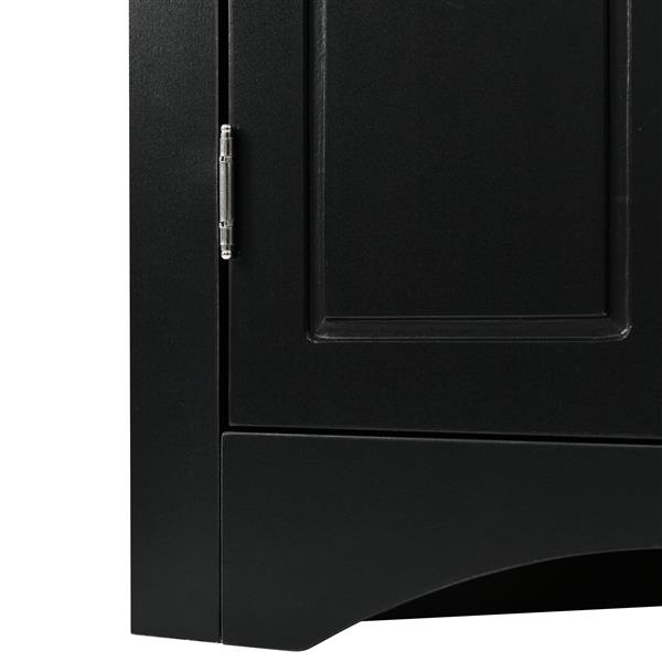 Black Triangle Bathroom Storage Cabinet with Adjustable Shelves, Freestanding Floor Cabinet for Home Kitchen