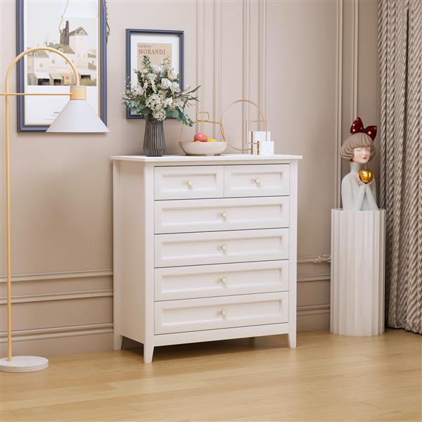 Solid Wood spray-painted drawer dresser bar,buffet tableware cabinet lockers buffet server console table lockers, retro round handle, applicable to the dining room, living room,kitchen corridor,white