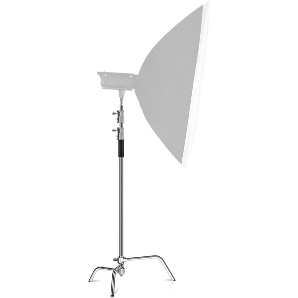 3m Verstellbarer C-Stand Lampentständer mit 1,2m Verlängerungsarm Tragetasche für Fotostudio, Silber