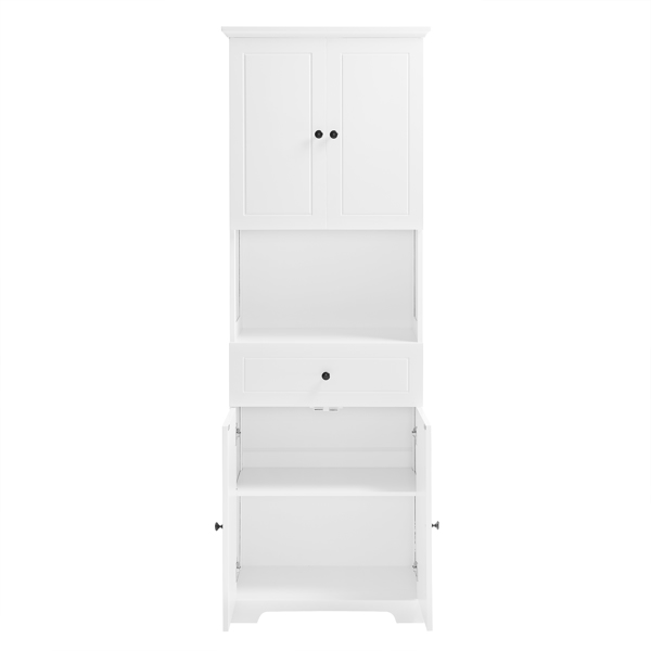 Tall Bathroom Cabinet with Four Doors, Large Storage Space Open Shelve, Upper Storage Cabinet, White 