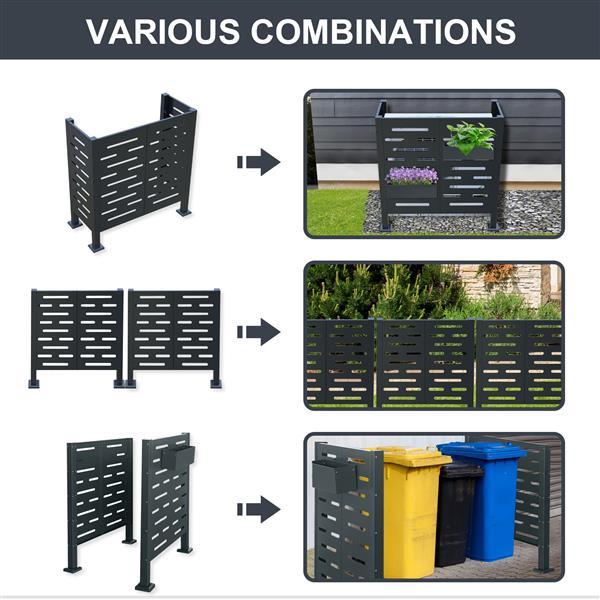 Air Conditioner Fence for Outdoor Units,Metal Privacy Fence Cover, Perfect to Conceal Air Conditioning Units,3- Fence Panels