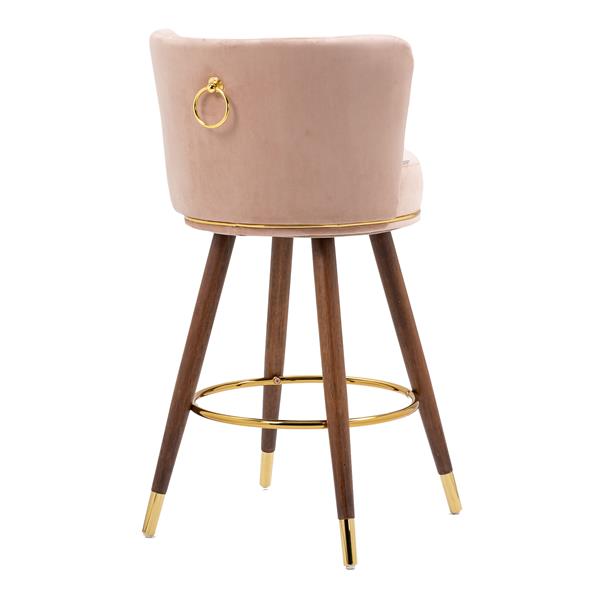 Counter Height Bar Stools Set of 2 for Kitchen Counter Solid Wood Legs with Fabric with a fixed height of 360 degrees