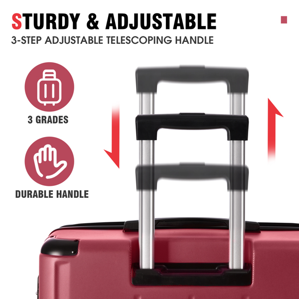 Luggage Sets 3 Piece, Expandable Hard shell ABS Suitcases with Double Spinner, Travel luggage Set with TSA Lock (20/24/28inch, Red)