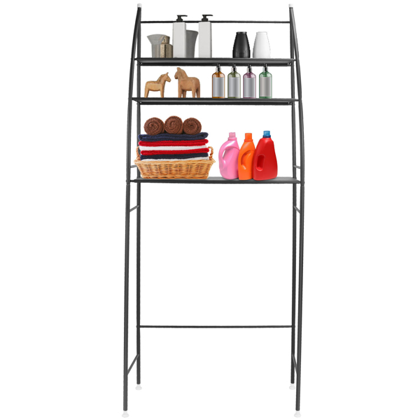 3 Tier Bathroom Over the Toilet Storage Shelf Free Standing Laundry Room Organizer Space Saver Rack（Black）