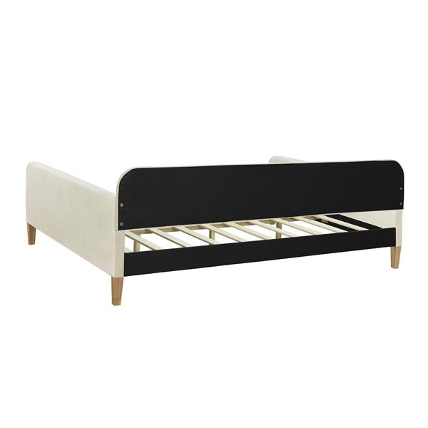 Full Size Upholstered Daybed with 4 Support Legs,White