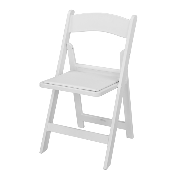 4 Pack Folding Chairs, Resin Chairs with Padded Seat, Comfortable Event Chairs Indoor Outdoor for Home Event Party Picnic School Wedding, White