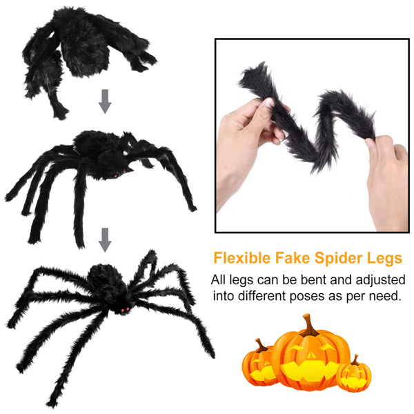 Halloween Decorations Spider Outdoor 49inch Halloween Spider with 126 inch Tarantula Mega Spider Web Hairy Poseable Scary Spider Outdoor Yard Creepy Decor Spider Stretch Cobweb