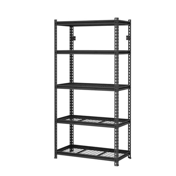 5-Tier  Adjustable Metal Shelving Unit ,Heavy Duty Garage Shelving,Storage Racks,Industrial Utility Shelf,35.4" W x 18 "D x 72''H, Black for Garage, Basement, Warehouse, Workshop,kitchen and so on.