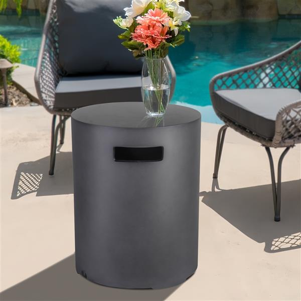 Faux Dark Concrete Texture Fire Pit Cover Outdoor Gas Tank