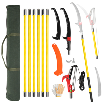 26ft Manual Pole Saw, Lightweight Tree Trimmers Long Handle Pruner Set, Sharp Steel Blade and Scissors Pole Saw for Trimming Palm, Pear Tree, Fir Tree, Other High Trees and Shrubs