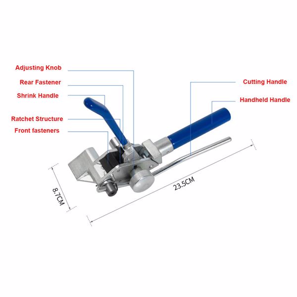 Heavy Duty Cable Tie Plier Stainless Steel Zipper Strapping Tool Tension Trigger