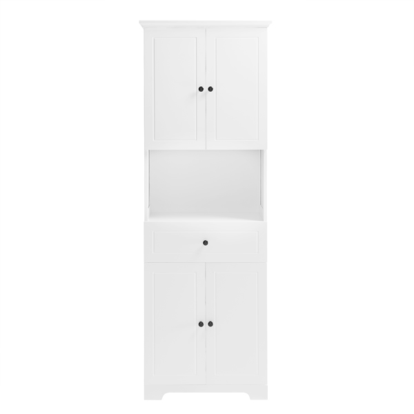 Tall Bathroom Cabinet with Four Doors, Large Storage Space Open Shelve, Upper Storage Cabinet, White 