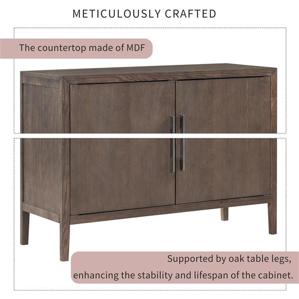 Storage Cabinet Sideboard Wooden Cabinet with 2 Metal handles and 2 Doors for Hallway, Entryway, Living Room