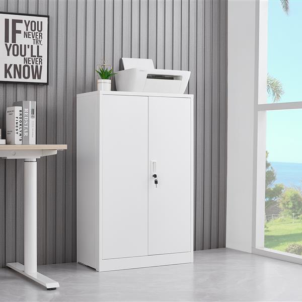 Metal Storage Cabinet with Locking Doors and Adjustable Shelf, Folding Filing Storage Cabinet , Folding Storage Locker Cabinet for Home Office,School,Garage, White