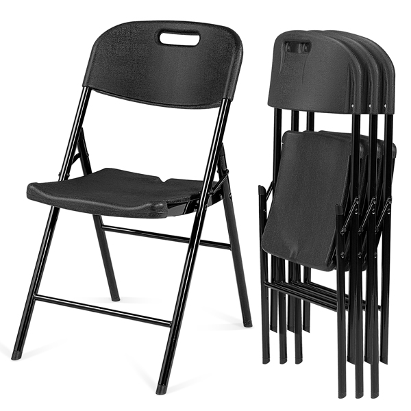 4pcs 47*54*84cm Garden Plastic Folding Chair Black