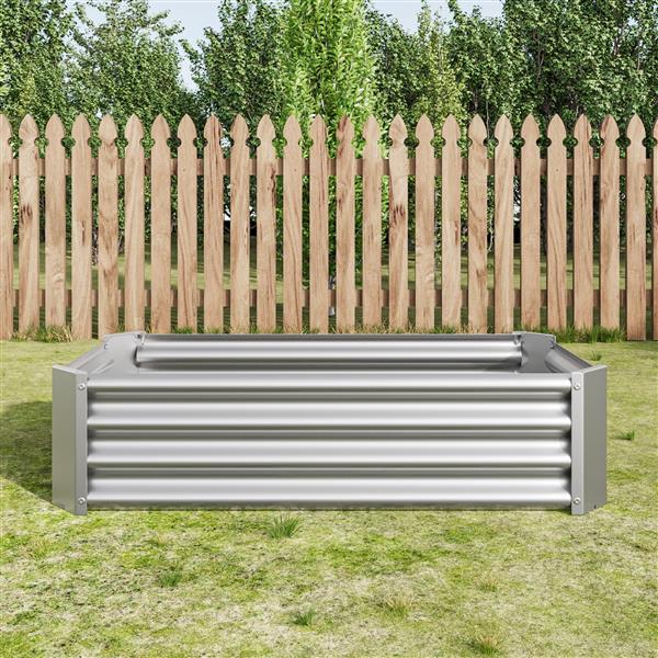 Metal Raised Garden Bed, Rectangle Raised Planter 4×2×1ft  for Flowers Plants, Vegetables Herb  Silver