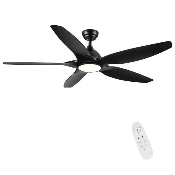 60 In Intergrated LED Ceiling Fan Lighting with Black ABS Blade