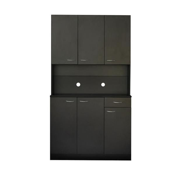 70.87" Tall Wardrobe& Kitchen Cabinet, with 6-Doors, 1-Open Shelves and 1-Drawer for bedroom,Black