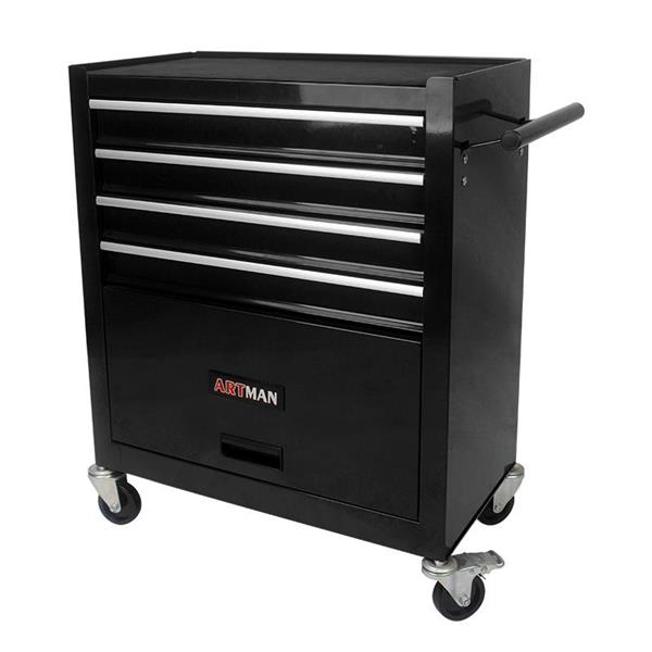 4 DRAWERS MULTIFUNCTIONAL TOOL CART WITH WHEELS-BLACK