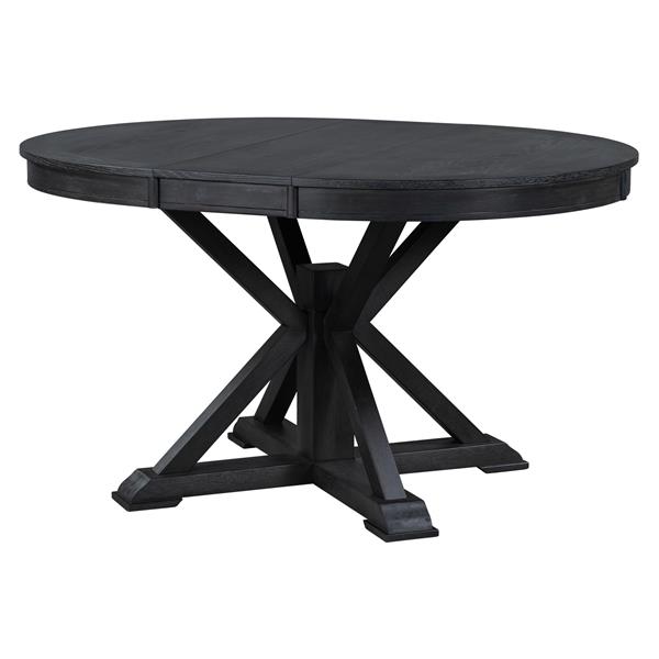 Retro Functional Extendable Dining Table with a 12" Leaf for Dining Room and Living Room (Espresso)