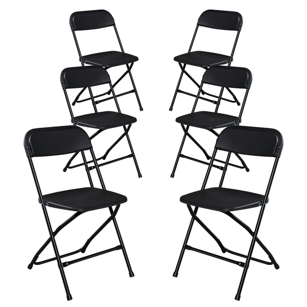 6pcs Injection Molding Classic Garden Plastic Folding Chair Black