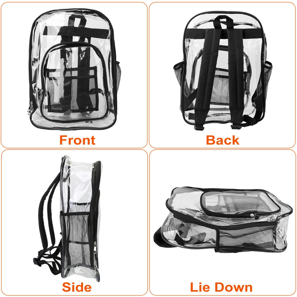 Large Clear Backpack For School Bookbag Heavy Duty Transparent Backpack Clear Backpack Heavy Duty Transparent Book Bag Waterproof PVC Clear Backpack 5.3Gal with Reinforced Strap for College Workplace