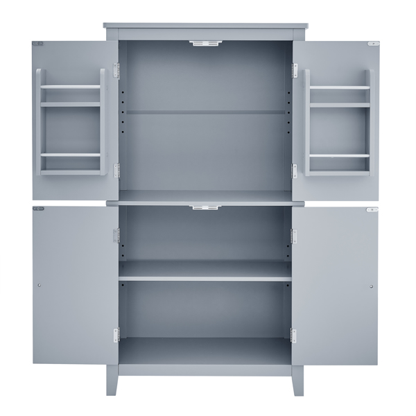 Bathroom Storage Cabinet, Cabinet with Two Doors and Drawers, Adjustable Shelf, MDF Board, Grey  