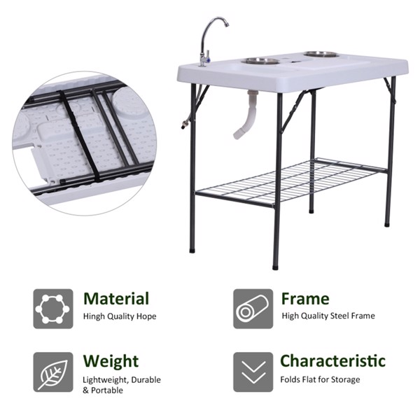 Portable Folding Camping Table with Sink /  Dining Table