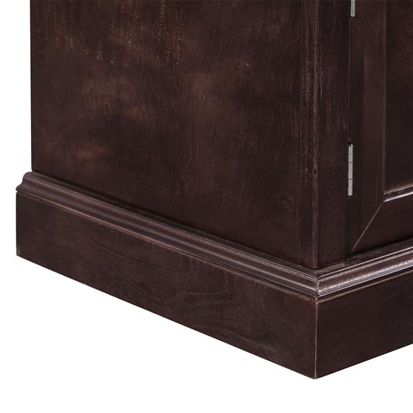 Storage Bench with 2 Drawers and 2 Cabinets, Shoe Bench with Removable Cushion for Living Room, Entryway (Espresso)