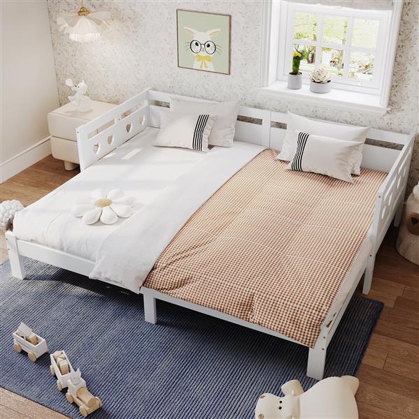 Twin Extending Daybed with Trundle, Wooden Daybed, White