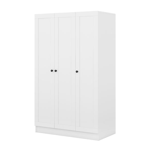 3-Door Shutter Wardrobe with shelves, White