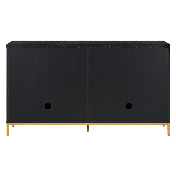 Modern Sideboard with Extra Large Storage Space with Metal Handles and Support Legs for Living Room and Dining Room (Black)