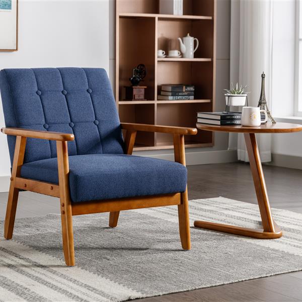 Leisure Chair with Solid Wood Armrest and Feet, Mid-Century Modern Accent chair, for Living Room Bedroom Studio chair