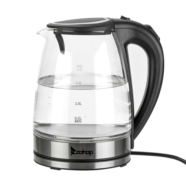 【Old Code：93541003】 ZOKOP HD-1857-A 110V 1200W 1.8L Electric Glass Kettle US Plug