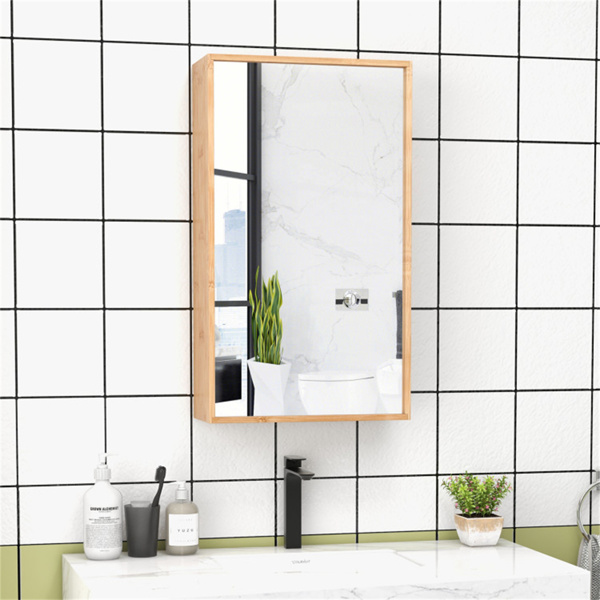 Bamboo Bathroom Cabinet with 2 Adjustable Shelves