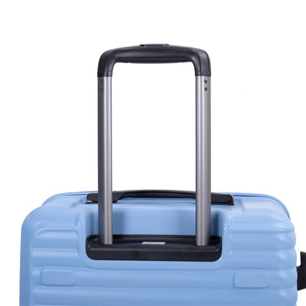 3 Piece Luggage Sets PC+ABS Lightweight Suitcase with Two Hooks, 360° Double Spinner Wheels, TSA Lock, (21/25/29) Light Blue