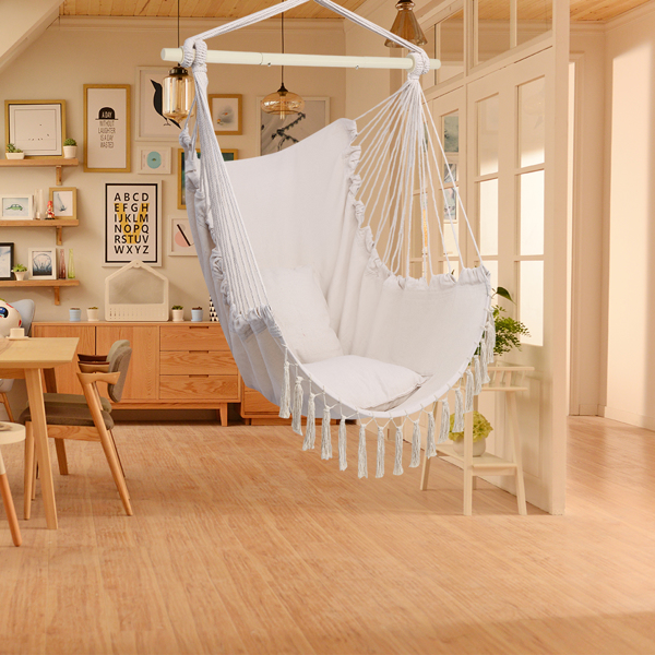 Pillow Tassel Hanging Chair Beige