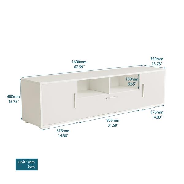 QuickassembleFashionTVstand,TVCabinet,entertainment center TV station,TVconsole,console with LED light belt, light belt can be remote control,with cabinets,open cells,for the living room,bedroom,white