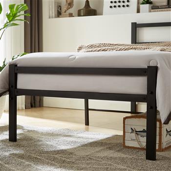 Twin Bed Frame with Headboard and Footboard, Bed Frame Platform with Storage Space, Heavy Duty Metal Bed No Box Spring Required, 11\\'\\' Under-Bed Storage, Anti-Slip, Noise Free, Black