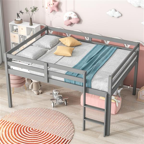 Full Loft Bed,Grey