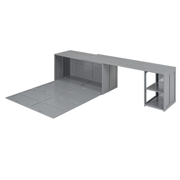 Queen Size Murphy Bed with Rotable Desk, Gray