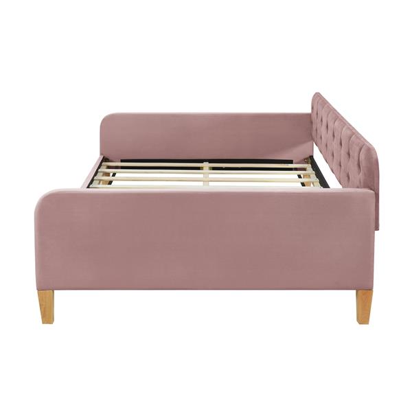 Full Size Upholstered Daybed with 4 Support Legs,Pink