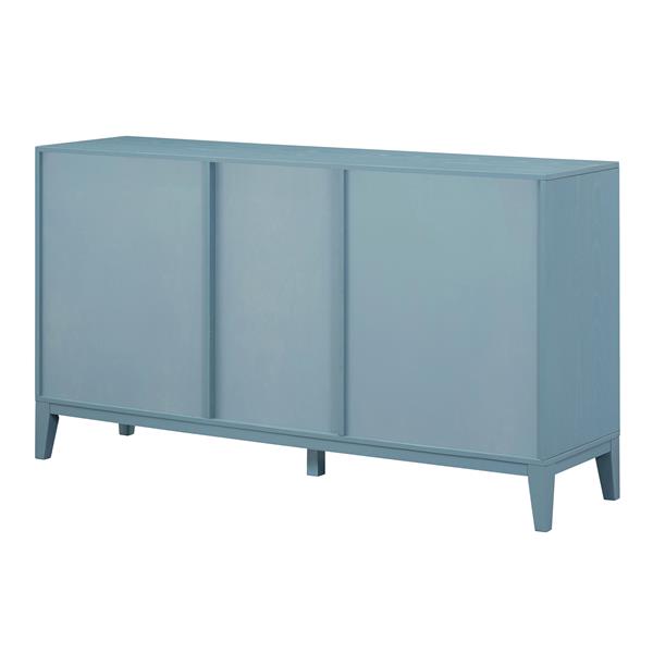 6-drawer and 2-Cabinet Retro Sideboard with Extra Large Storage Space, with ld Handles and Solid Wood Legs, for Kitchen and Living Room (Antique Blue)