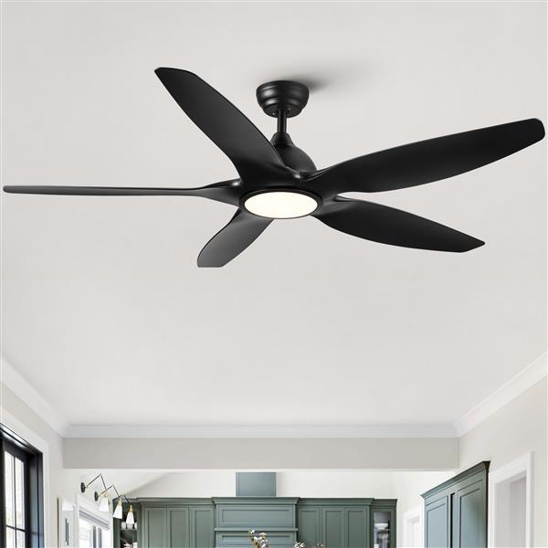 60 In Intergrated LED Ceiling Fan Lighting with Black ABS Blade