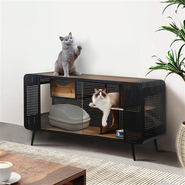 55.12 "Spacious Cat House with Tempered Glass, for Living Room, Hallway, Study and Other Spaces