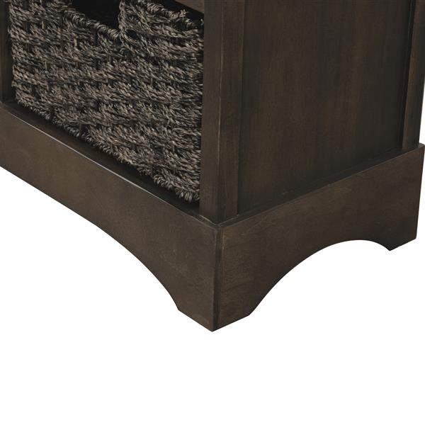 Rustic Storage Cabinet with Two Drawers and Four  Classic Rattan Basket for Dining Room/Living Room (Brown Gray)