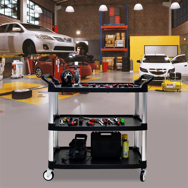 Three-layer thickened plastic mobile tool cart